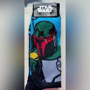 Disney Star Wars Boba Fett 2 Pair Socks Shoe Size 6-12 Teens Mens Women’s Unisex